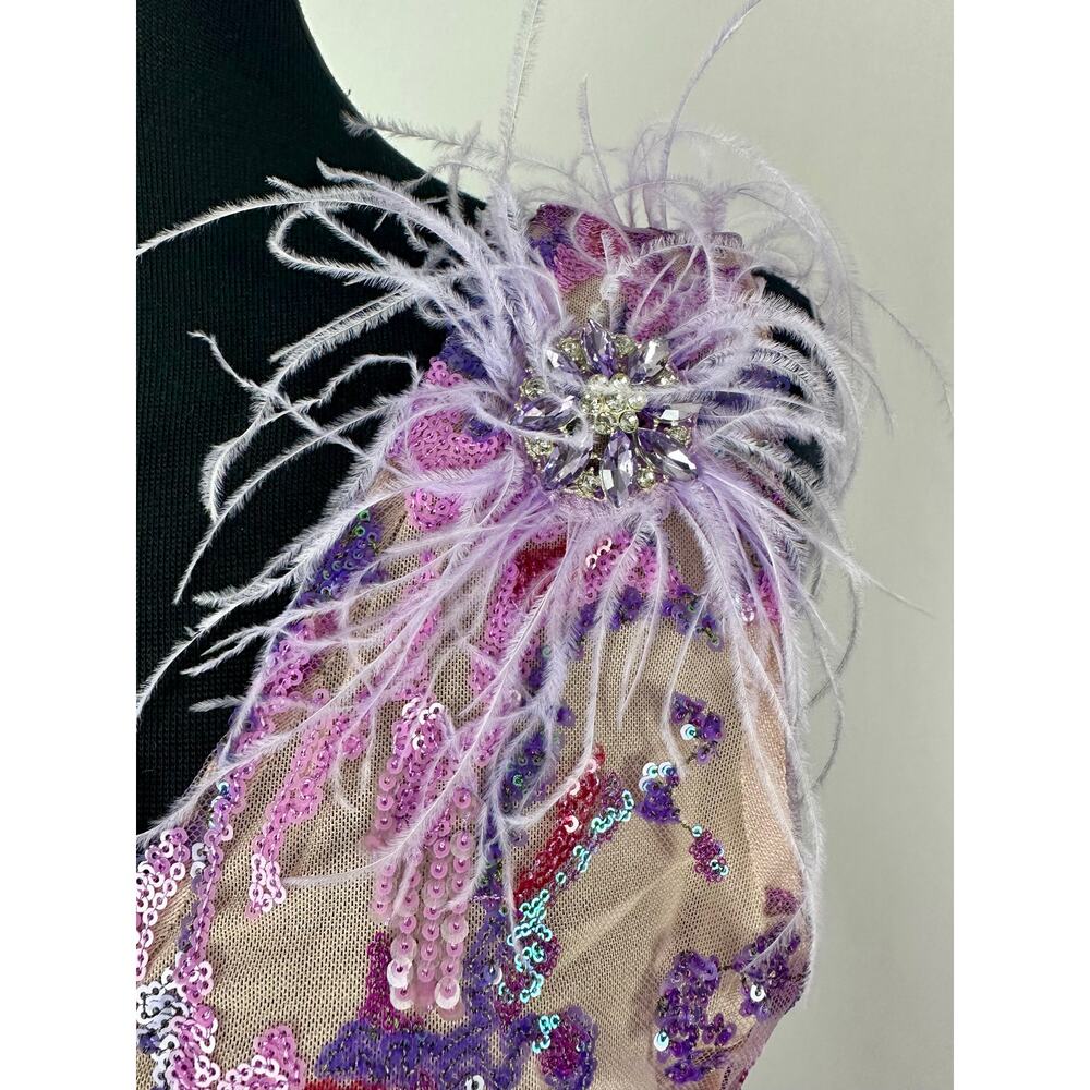 NWT Bella Barnett Loviy Purple Feather Sequin Mini Dress Size XL Cocktail Vegas - Picture 6 of 16